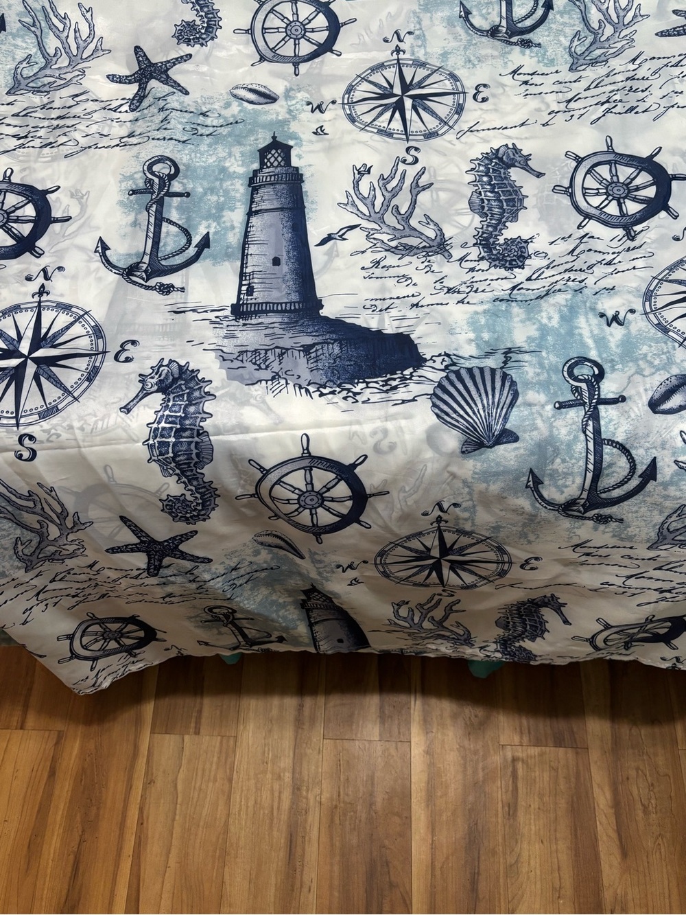 Nautical Lighthouse Print shower curtain - Blue and White